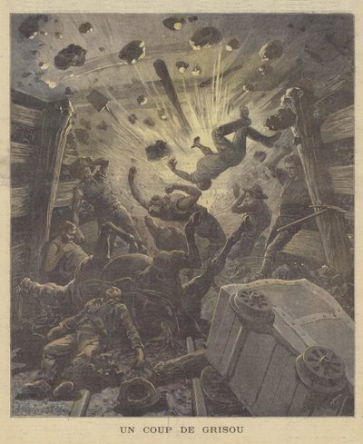 Gas explosion in a coal mine by French School